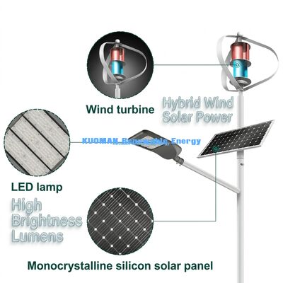 100W-200W Hybrydowa Latarnia Uliczna Wiatrowo-Słoneczna z Wodoodpornością IP65 i 12h*365 dni Czasu Pracy dla Dróg Bez Sieci Energetycznej