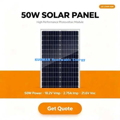 50W Monokrystaliczny Panel Słoneczny 12V Ładowarka Akumulatorów Wysokowydajny Moduł PV 182mm