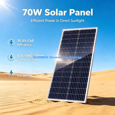 70W wysokiej wydajności monokrystaliczny moduł fotowoltaiczny, doskonały panel słoneczny na kemping