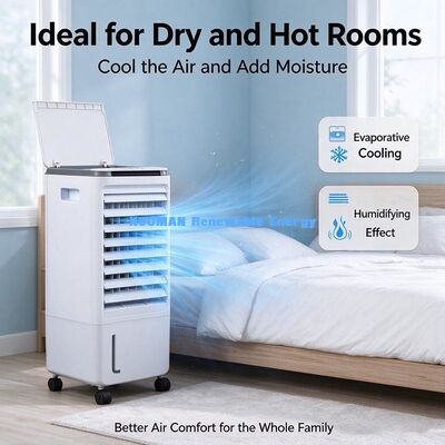 High Airflow Evaporative Cooler 600m³/h, Portable Water Cooler Fan for Living Room