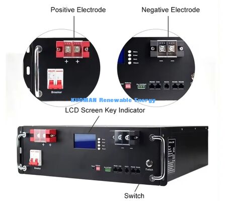KM 48V 100Ah Akumulator LiFePO4 Moduł Rackowy Głębokie Cykle 8000 razy