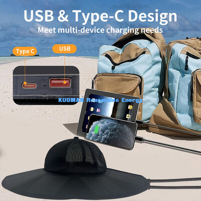 KM Nowy składany, przenośny, ładowalny kapelusz słoneczny