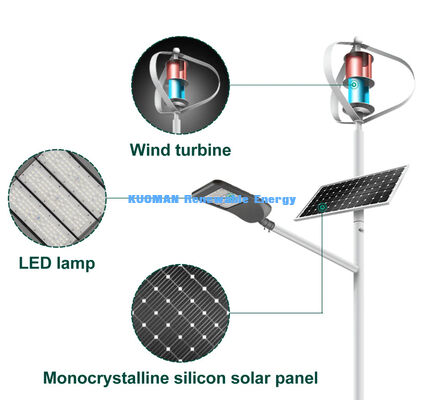 100W-200W Hybrydowa Latarnia Uliczna Wiatrowo-Słoneczna z Wodoodpornością IP65 i 12h*365 dni Czasu Pracy dla Dróg Bez Sieci Energetycznej