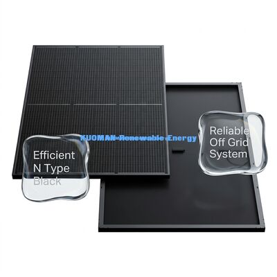 Czarny panel słoneczny typu N o mocy 415W, wydajności 22% i ramie z anodowanego aluminium