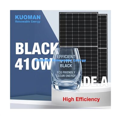 Czarny panel słoneczny typu N o mocy 415W, wydajności 22% i ramie z anodowanego aluminium