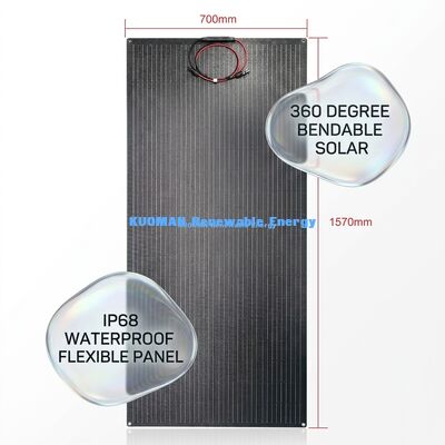 200W monokrystalowy silikonowy elastyczny panel słoneczny z wodoodporną konstrukcją włókna węglowego IP67