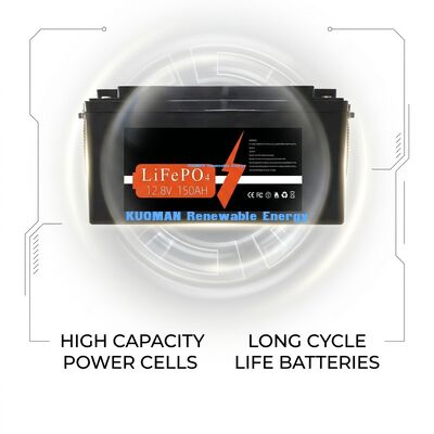 Akumulator KM 1920Wh 12V 150Ah Akumulator litowy głęboki cykl z 8000 cyklami do przechowywania energii i zasilania RV / wózka widłowego / wózka golfowego / jachtu