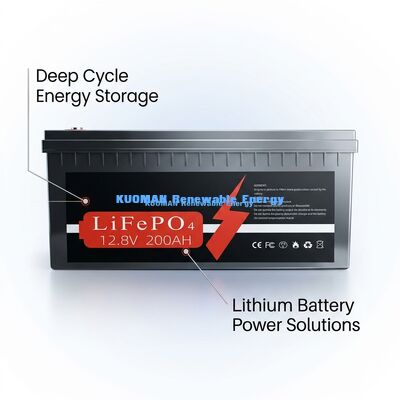 12V 200Ah LiFePO4 Bateria głębokiego cyklu z 8000 cyklami i 10-letnią gwarancją na magazynowanie energii