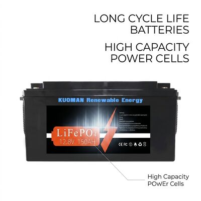 Akumulator KM 1920Wh 12V 150Ah Akumulator litowy głęboki cykl z 8000 cyklami do przechowywania energii i zasilania RV / wózka widłowego / wózka golfowego / jachtu