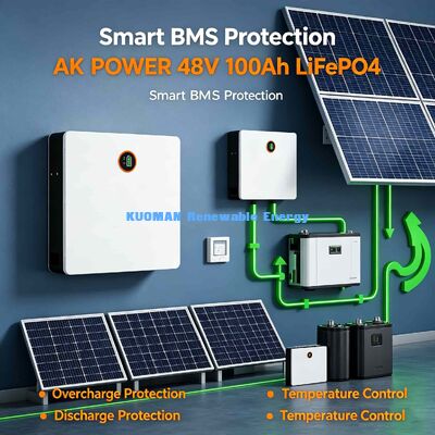 51.2V 100Ah Wall Mount LiFePO4 Battery 5.12kWh | 8000 Cycles Home Solar Storage 10Y Warranty