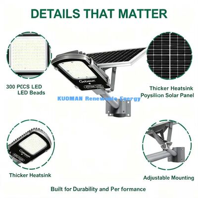 Lampa uliczna solarna 300 szt. 2835 SMD LED, wysoki strumień świetlny, niskie zużycie energii