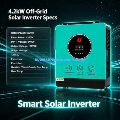 Falownik hybrydowy solarny 4200VA 24V z kontrolerem ładowania MPPT 120A, maksymalne napięcie wejściowe PV 500V