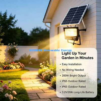 IP65 Weatherproof Solar Flood Light For Driveway Backyard Garage Security