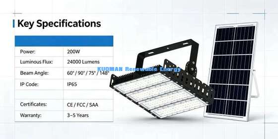 24000 Lumen 200W Solar Powered LED Flood Light IP65 Waterproof Farm Yard Stadium Lighting