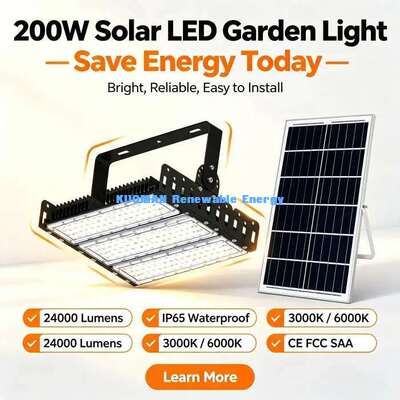 24000 Lumen 200W Solar Powered LED Flood Light IP65 Waterproof Farm Yard Stadium Lighting