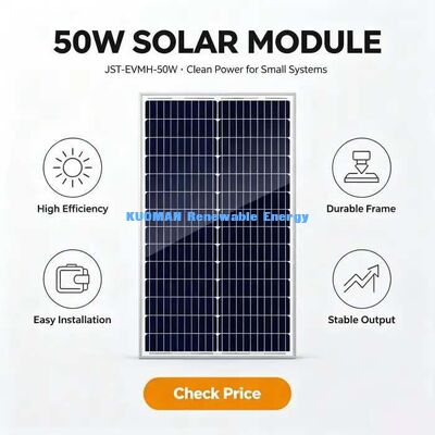Wysokowydajny moduł słoneczny 50W monokrystaliczny 0~+4.99W dodatnia tolerancja mocy