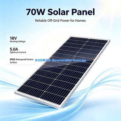 Panel słoneczny monokrystaliczny klasy Premium A 70W, stabilne napięcie robocze 17,5V, ładowarka akumulatorów off-grid