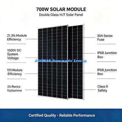 Panel fotowoltaiczny HJT 700W na dach mieszkalny, Premium 16-szynowa technologia ogniw słonecznych