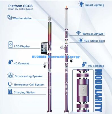 Modularny inteligentny słup z oświetleniem LED, kamerą, WiFi i połączeniem alarmowym