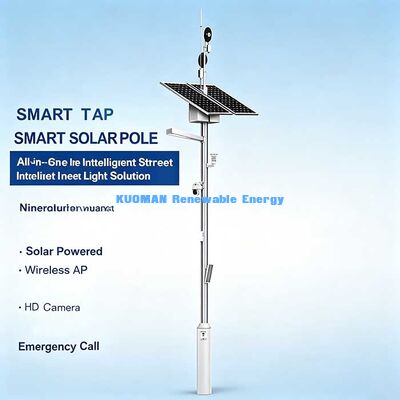 Solar Smart Pole 02, All-in-One Smart Street Light z kamerą, Wi-Fi, stacją pogodową i połączeniem alarmowym
