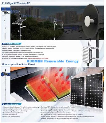 Słup inteligentny solarny off-grid, wielofunkcyjny zintegrowany inteligentny słup oświetleniowy dla projektów Smart City